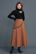 Load image into Gallery viewer, A line midi winter wool skirt women C1663
