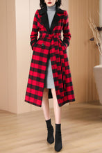 Load image into Gallery viewer, Women&#39;s Autumn and winter red plaid wool coat C4210
