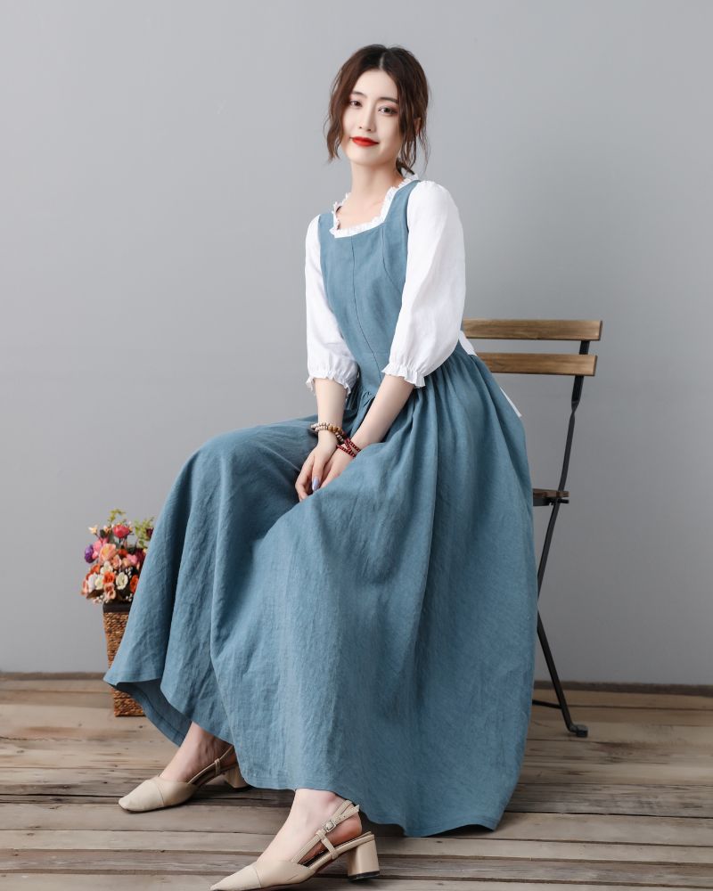 Swing Midi Princess Linen Dress C4703