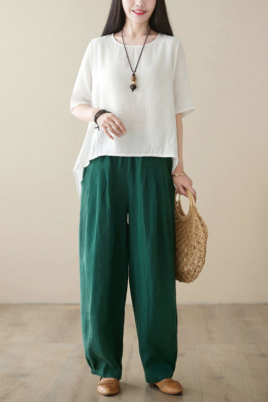 Casual linen long pants C3960 - Size XS # CK2400101