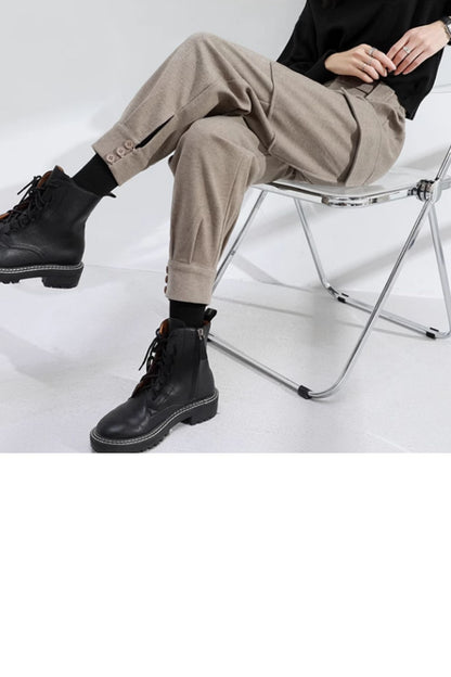 Loose fitting casual wool pants C4653
