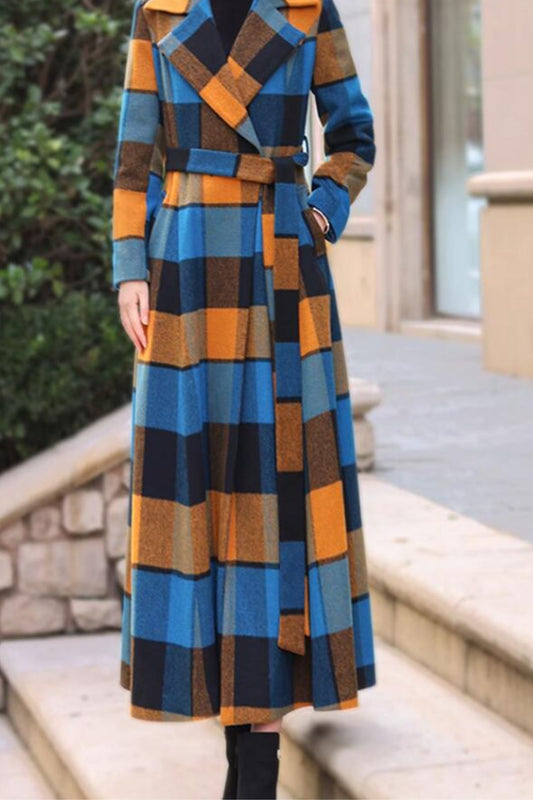 Women's Autumn and winter plaid wool coat C4221