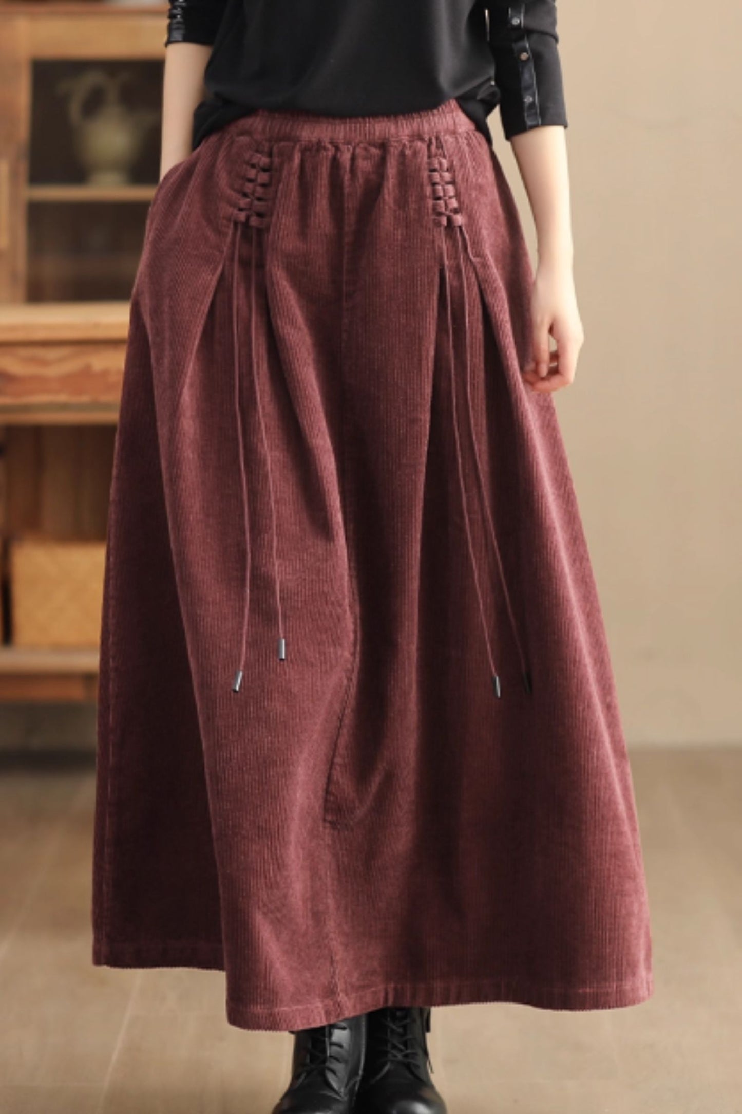 A line midi autumn/winter corduroy skirt C5350