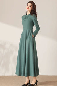 Winter Maxi Wool Dress with pockets C3691