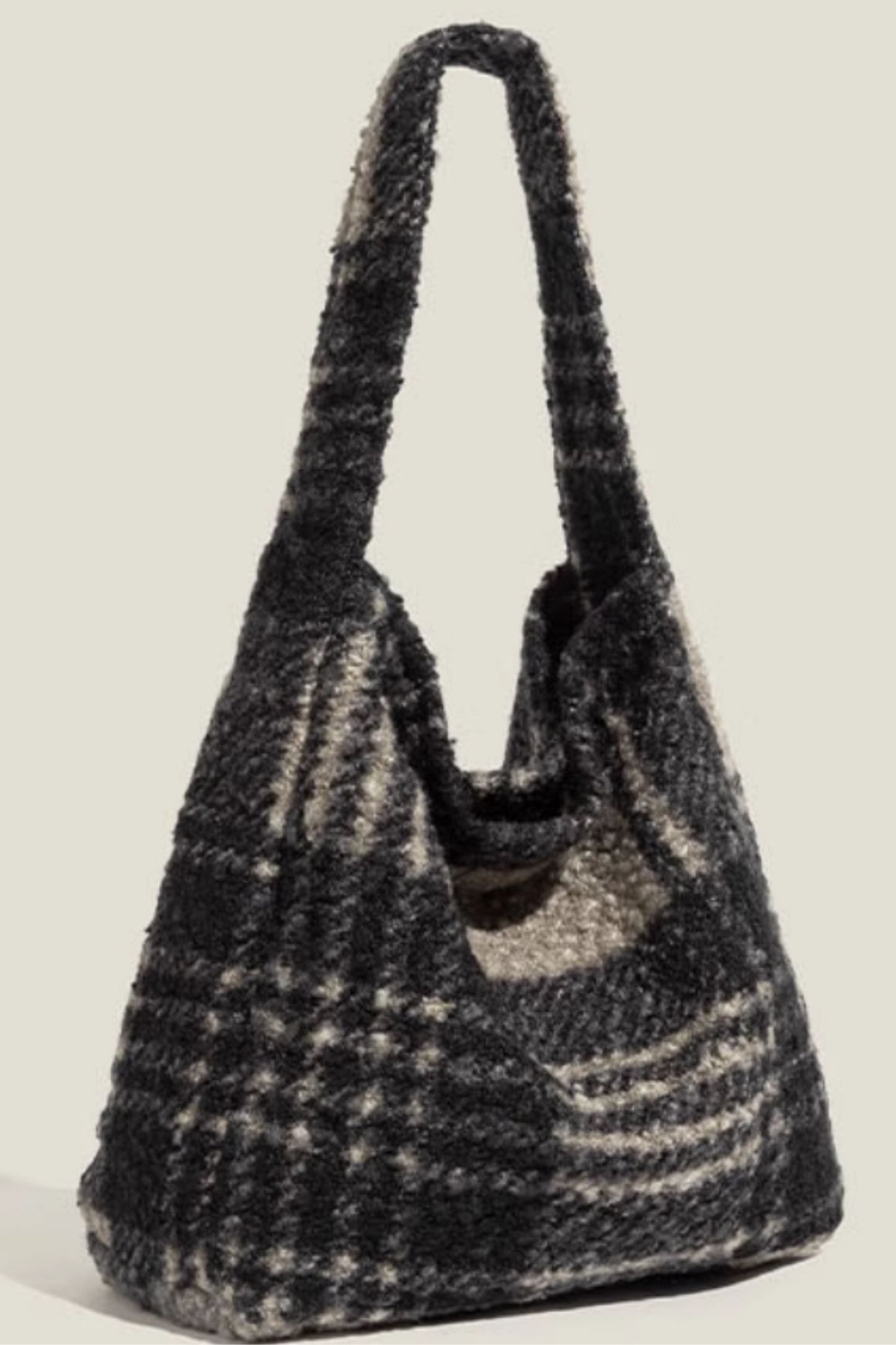 Plaid wool single shoulder bag C4754