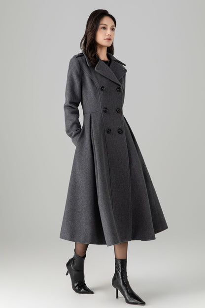 Double Breasted Maxi Wool Coat C5268