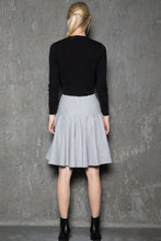 Load image into Gallery viewer, Pleated gray winter womens swing skirt C4379
