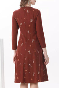 Elegant prom midi winter wool dress C4610