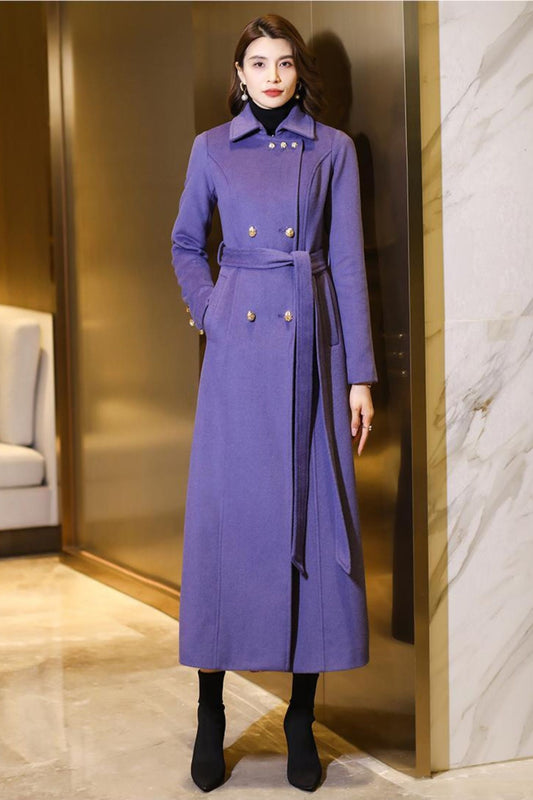 Women's Medium-length Purple coat C3772