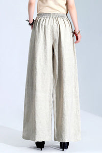 Wide leg Linen Loose Casual  Spring pants C2418