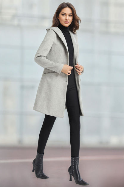 Winter Hooded Wool Coat C4955
