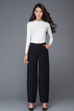 Load image into Gallery viewer, Black loose winter long wool trousers C1016
