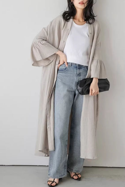 Plus size cotton spring shirt dress women C5429