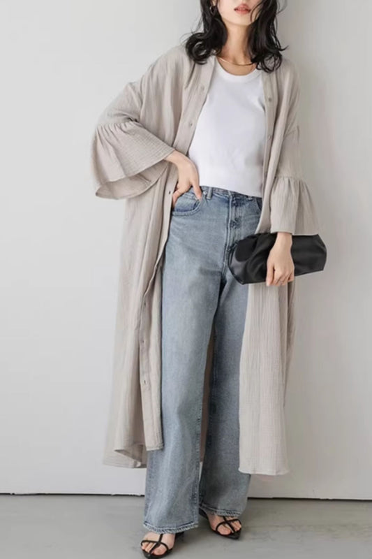 Plus size cotton spring shirt dress women C5429