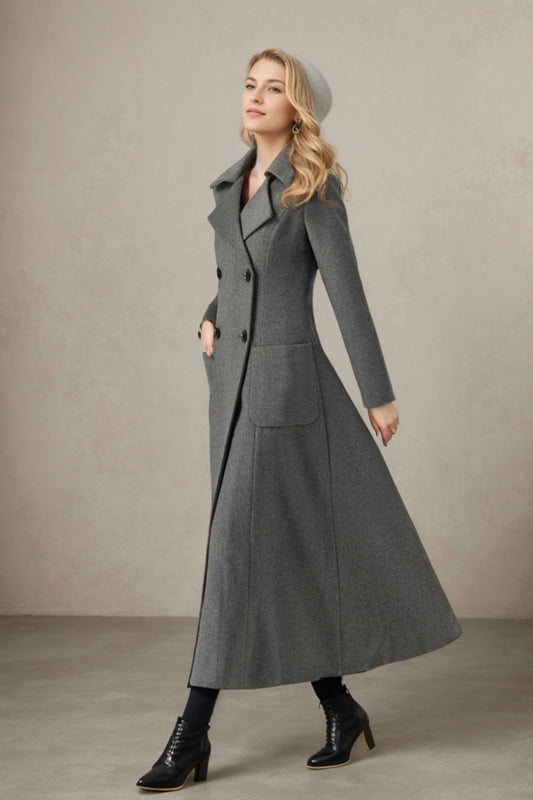 Womens winter Double Breasted Wool Coat C3698