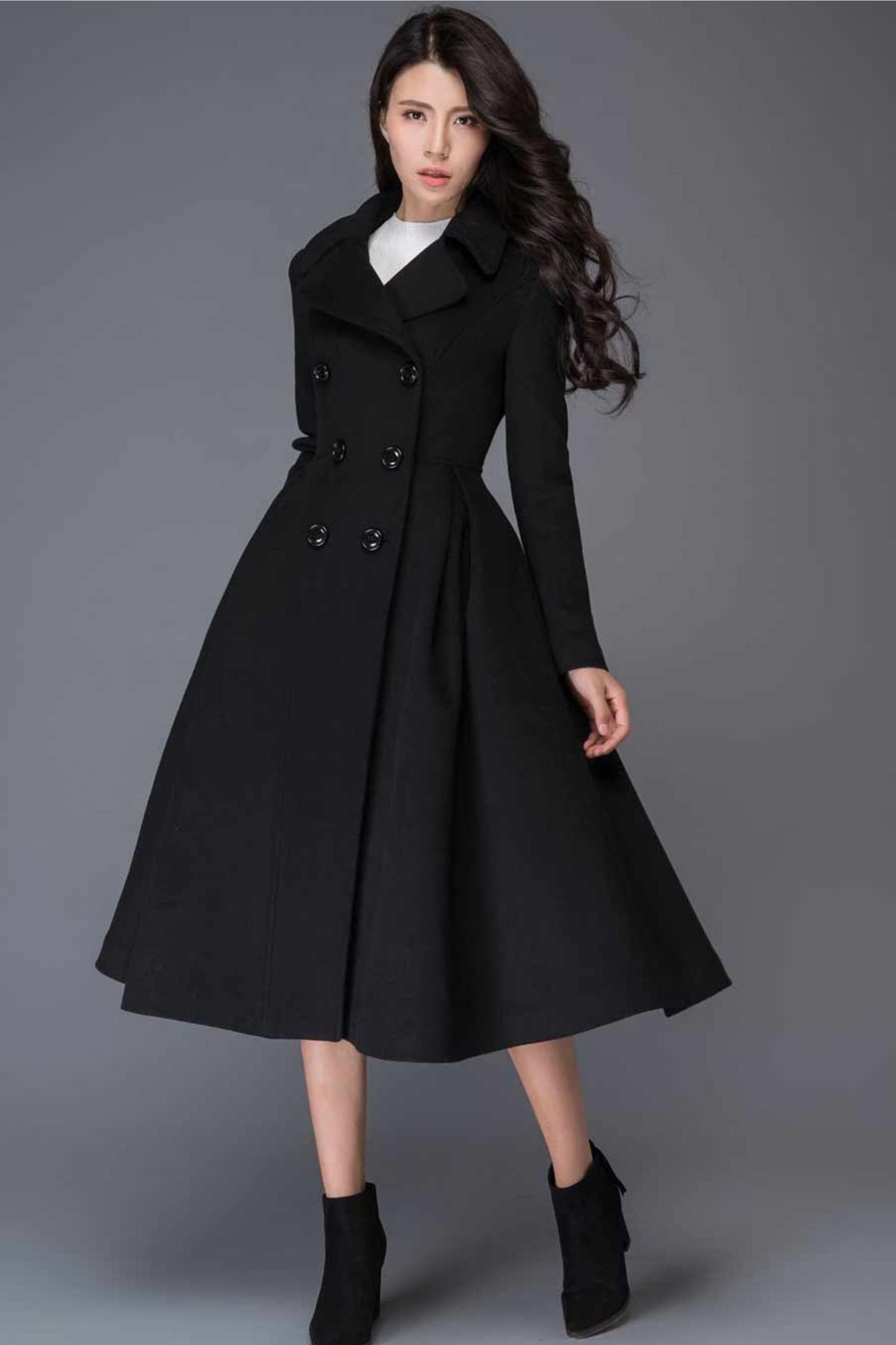 Double Breasted Maxi Wool Coat C1019