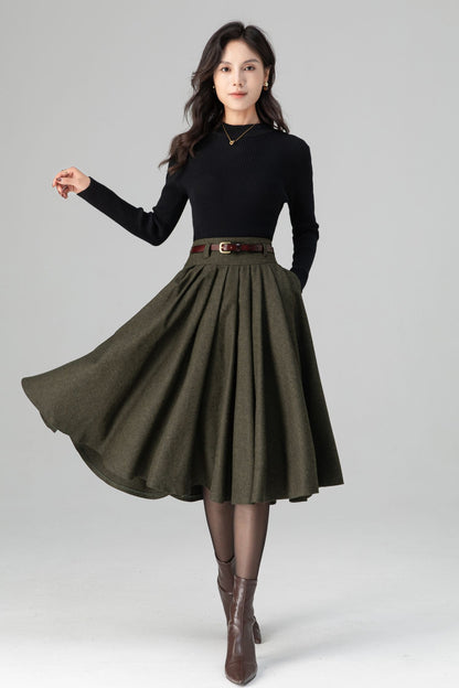 Vintage Inspired Circle Skater Wool Skirt C5199