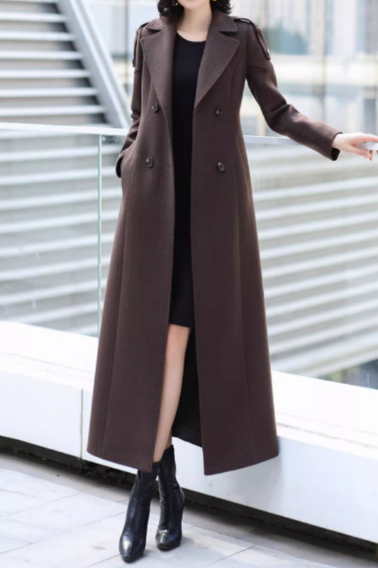 Long trench wool coat women C5170