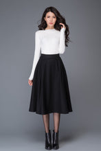 Load image into Gallery viewer, A line black winter womens wool skirt C1008
