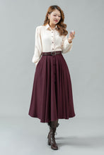 Load image into Gallery viewer, Womens burgundy winter wool skirt C4448
