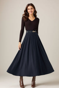 Womens high waist winter wool skirt C4308