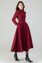 Load image into Gallery viewer, Burgundy Wool Fit and Flare Dress C3610
