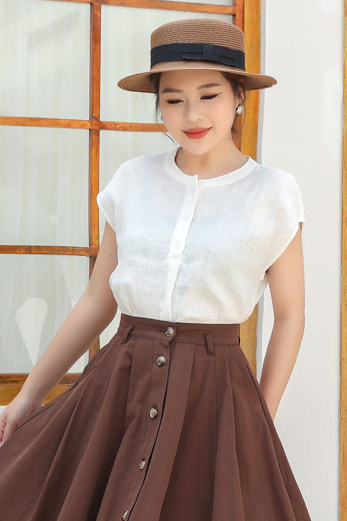 Summer Womens Casual linen Blouse C4843