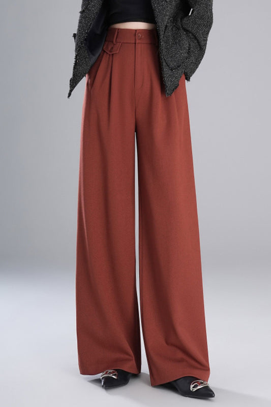 Wide leg winter long wool pants c5084