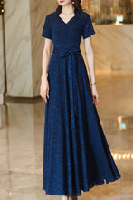 Load image into Gallery viewer, Navy blue summer new chiffon big swing long dress C4120
