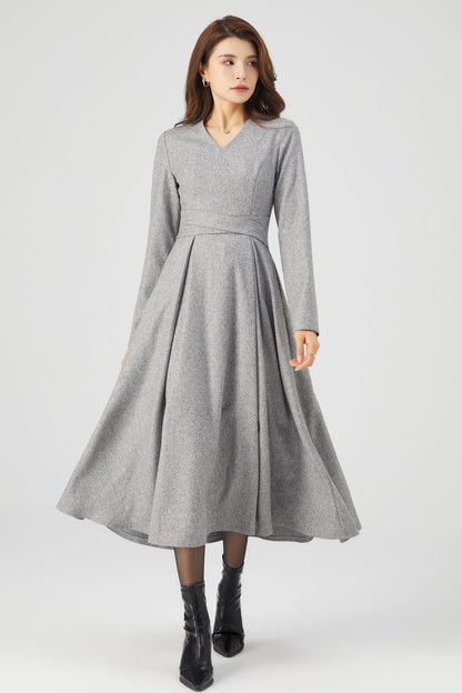 Winter Grey Wool Dress C3679