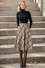 Load image into Gallery viewer, 1950s Inspired Midi Wool Plaid Skirt C4356
