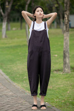 Load image into Gallery viewer, Women Linen Casual dark grey Jumpsuit C4018
