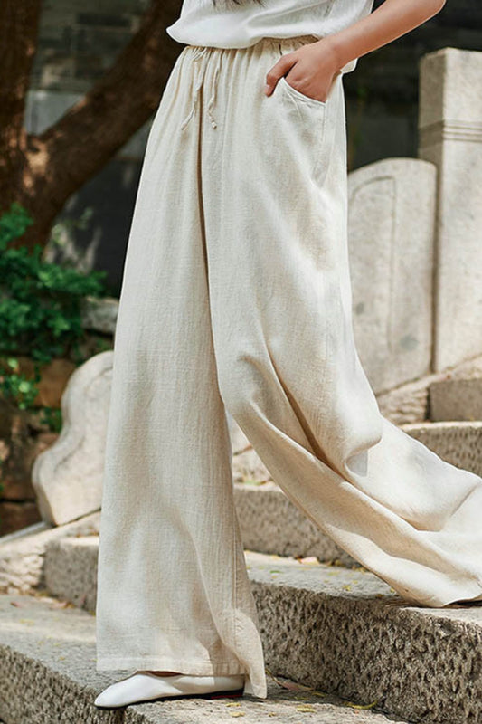 spring and summer cotton and linen wide-legged pants TT0019