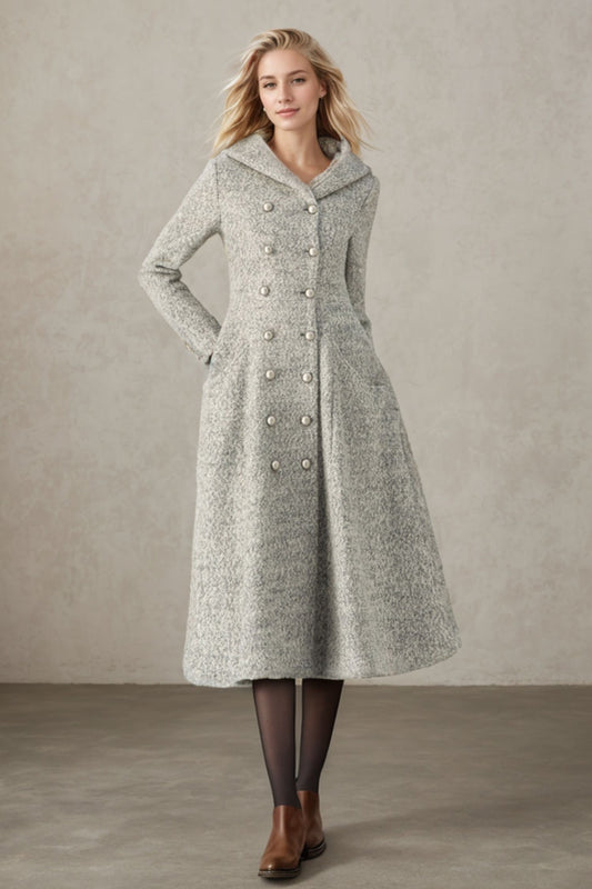 Hooded Wool Coat, Long Wool Coat C3696