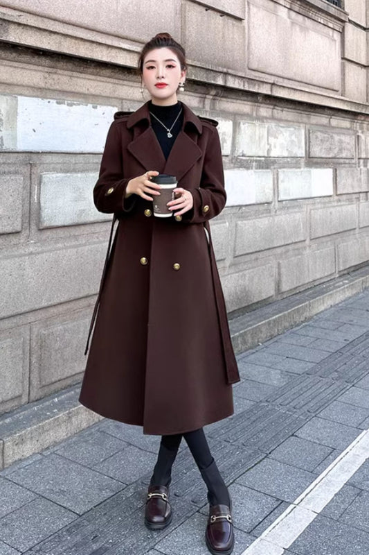 Tie belt winter warm winter coat C4469