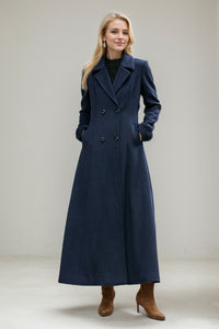 Double breasted long trench wool coat C4499