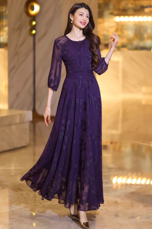 Prom purple long bridesmaid dress C4920