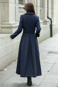 Double breasted long trench wool coat C4499