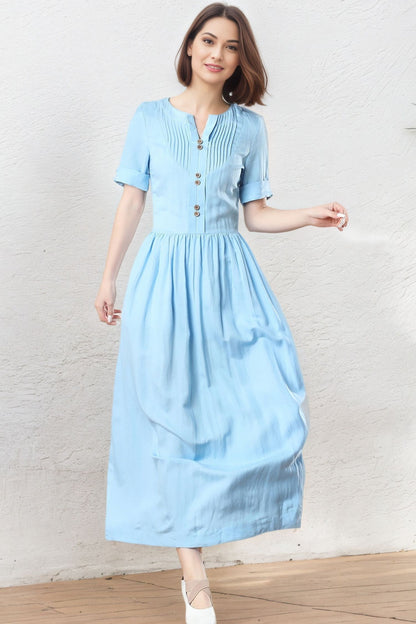 Plus Size Linen Maxi Dress C5330