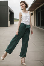 Load image into Gallery viewer, Irregular Waist Green Wide Leg Straight Leg Pants C156
