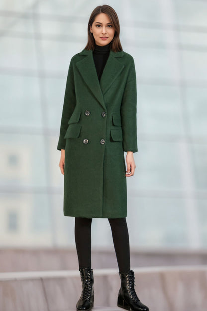 Green Long Wool Coat C4959