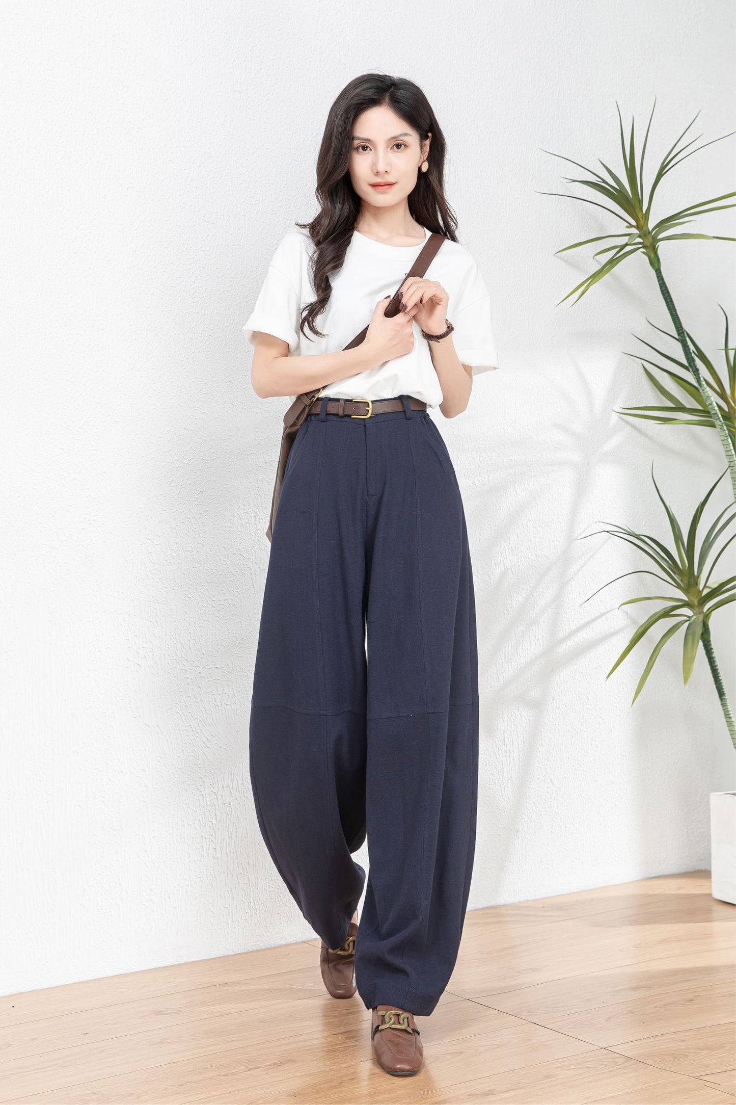 Womens wide leg Linen pants c4769