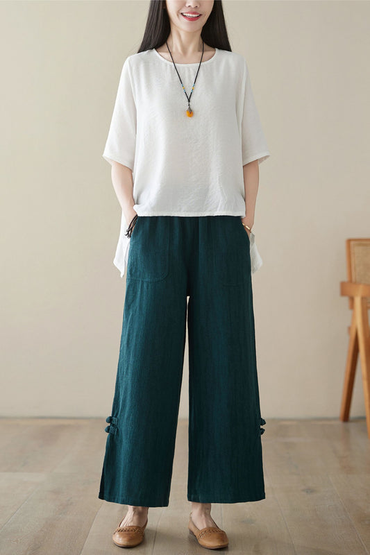 Spring green pants women C3958