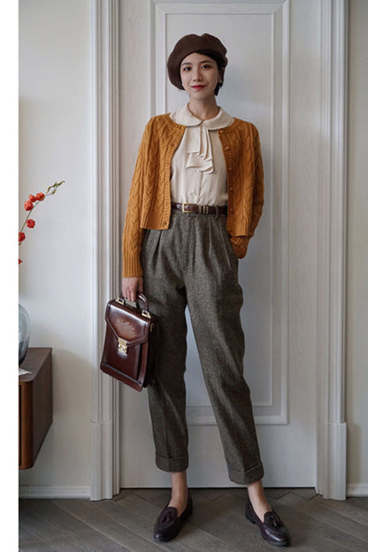 dark gray casual winter wool pants TT0130