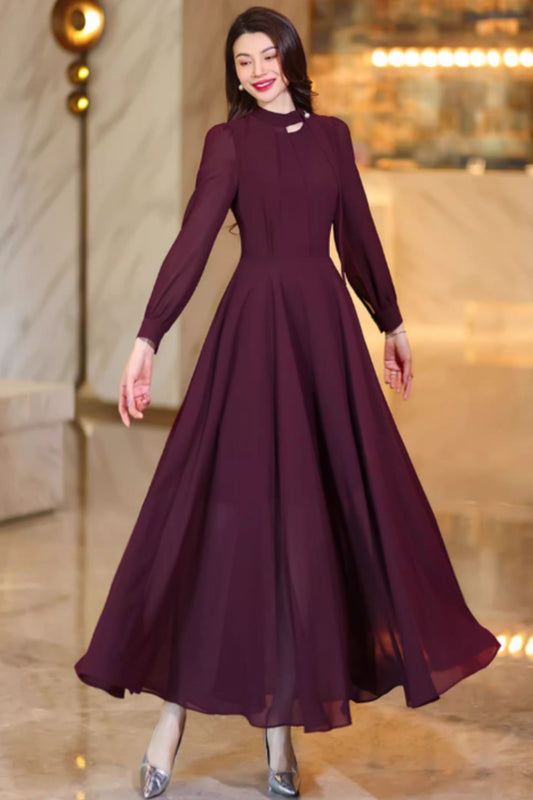 Long sleeves prom chiffon dress C4918