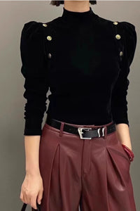 Long sleeves autumn velvet blouse C4623