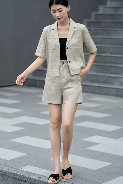 Natural Urban linen shorts women c4842