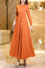 Load image into Gallery viewer, Orange spring and autumn waisted long dress C4176
