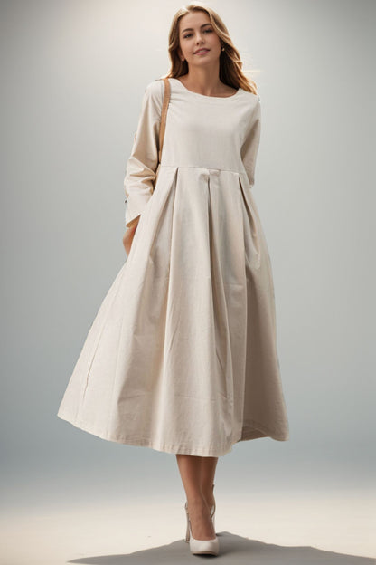 Women's Spring Casual Linen Dress C4133