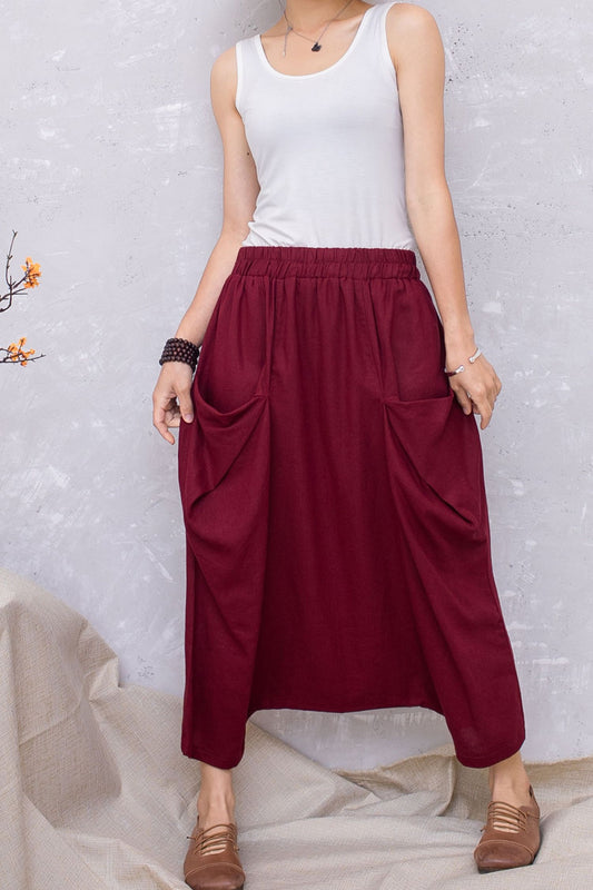 Women Summer Harem Linen Plus Size Casual Pants C2800